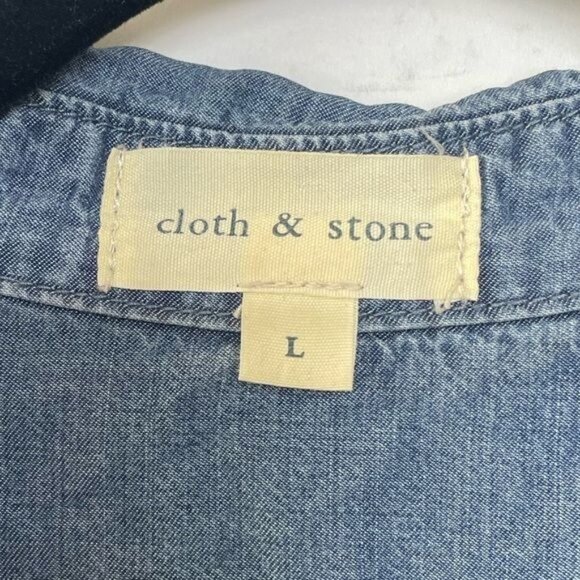 Cloth & Stone Denim Shirttail Button Down Chambray Shirt Large Casual Light - Picture 7 of 10